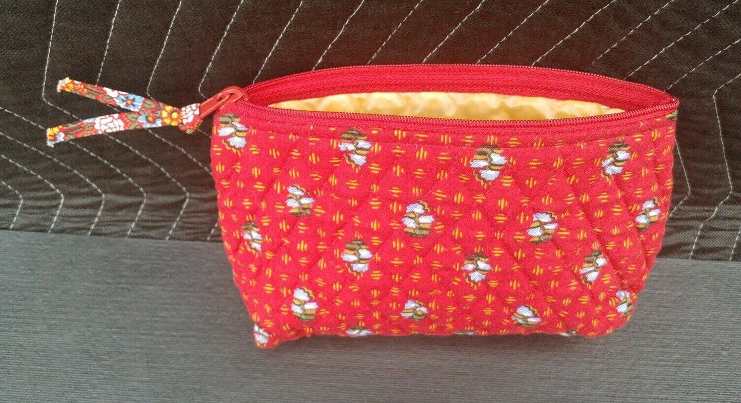 Vera Bradley Cosmetic Bag in Red w/ zipper closure
