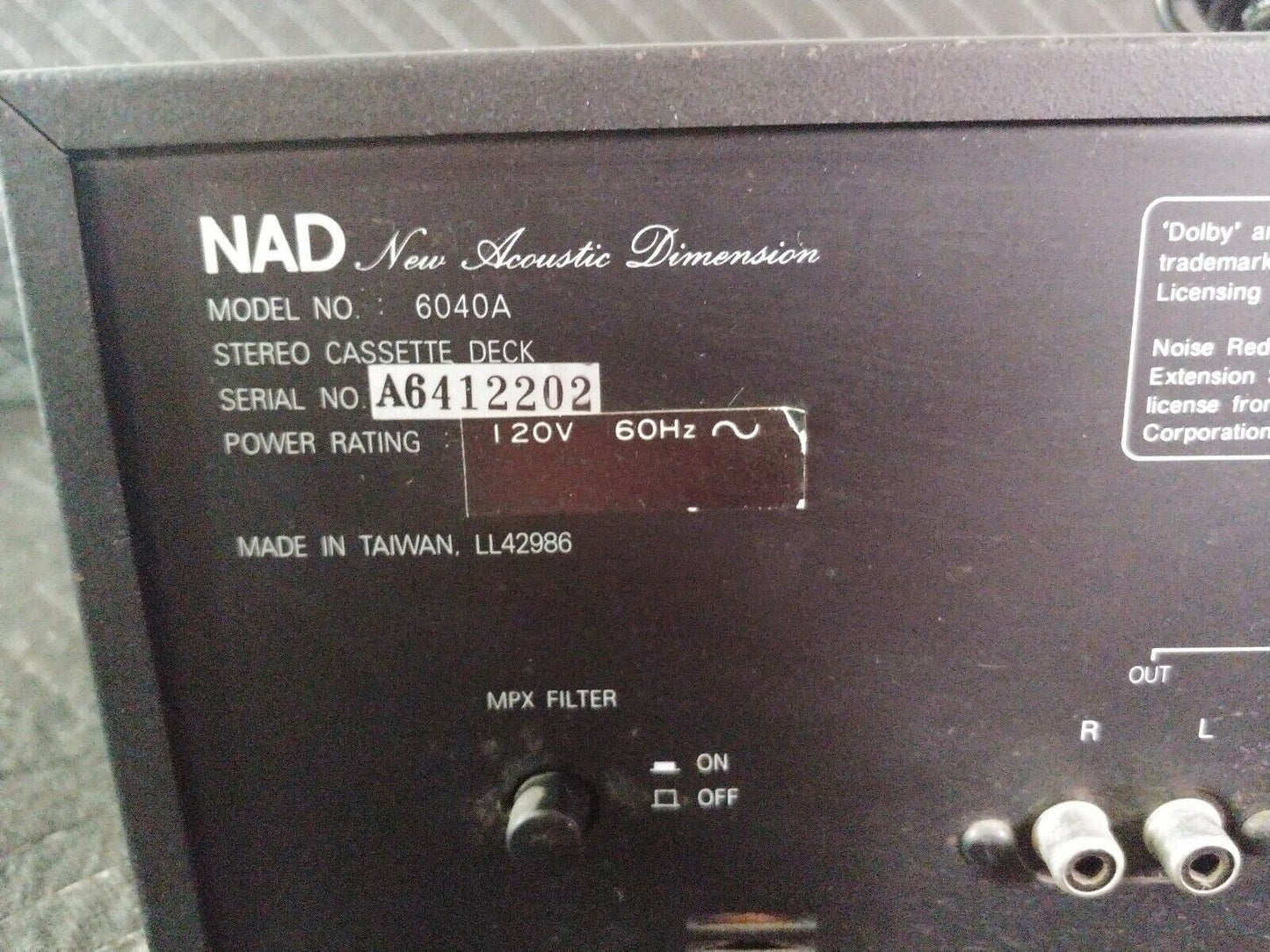 NAD 6040A VINTAGE CASSETTE DECK - Needs Belt Replacement