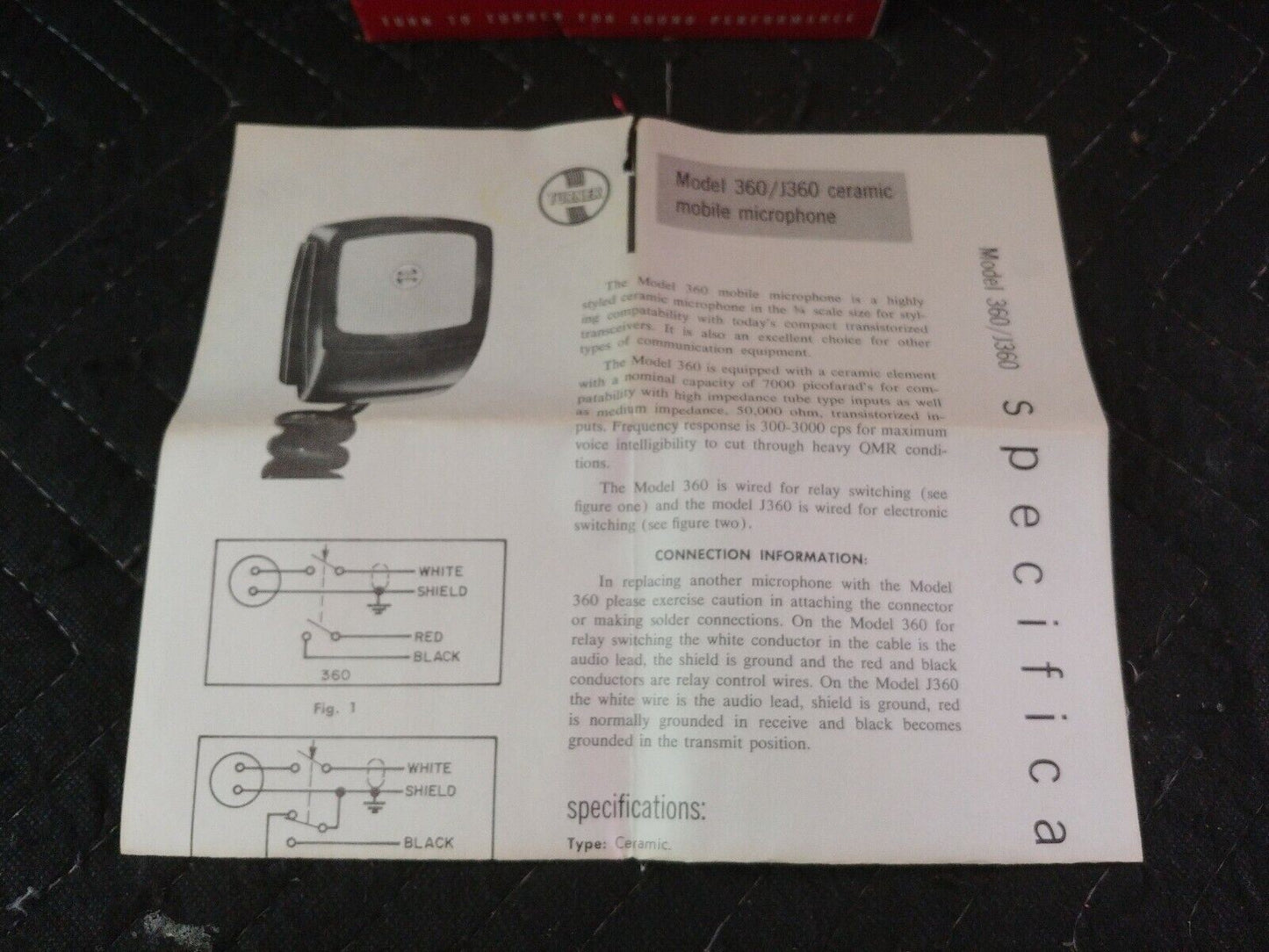 Vintage Turner 360 Ceramic Mobile Microphone - Communications NOS
