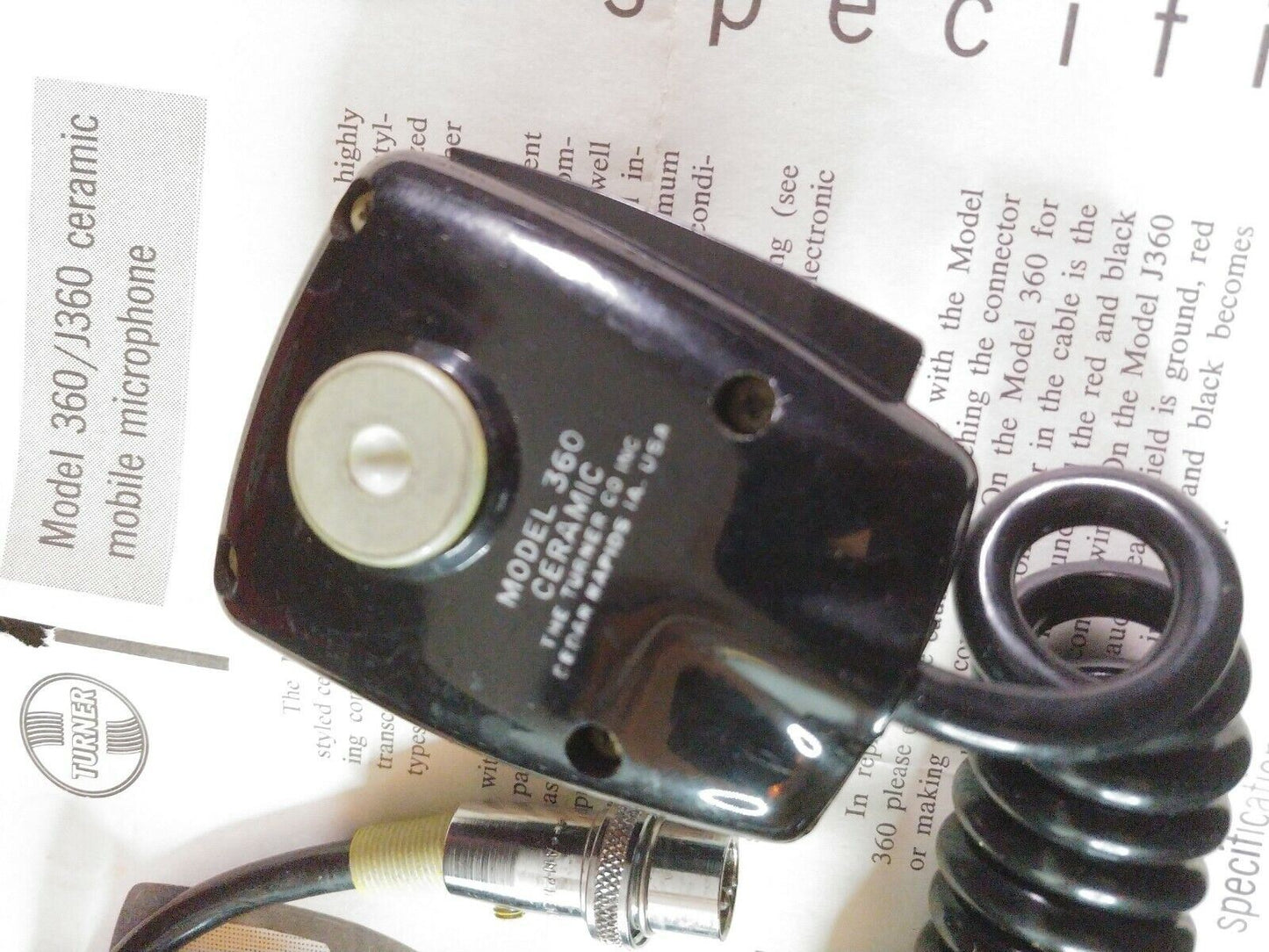 Vintage Turner 360 Ceramic Mobile Microphone - Communications NOS