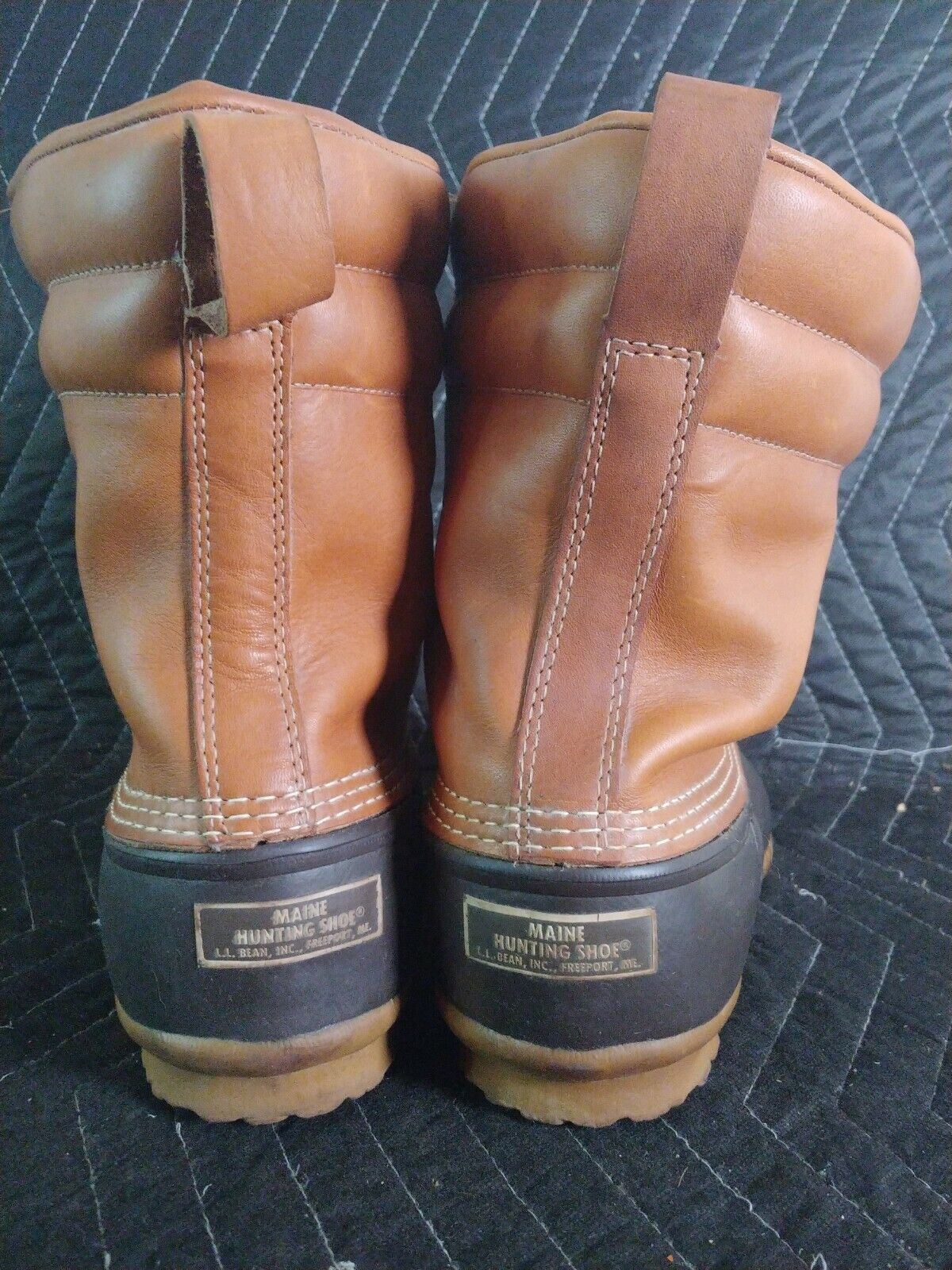 VINTAGE Mens LL Bean Brown Maine Hunting Shoes Duck Boots 12 Rain Rubber Leather