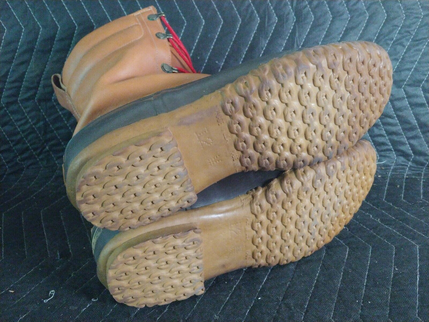 VINTAGE Mens LL Bean Brown Maine Hunting Shoes Duck Boots 12 Rain Rubber Leather