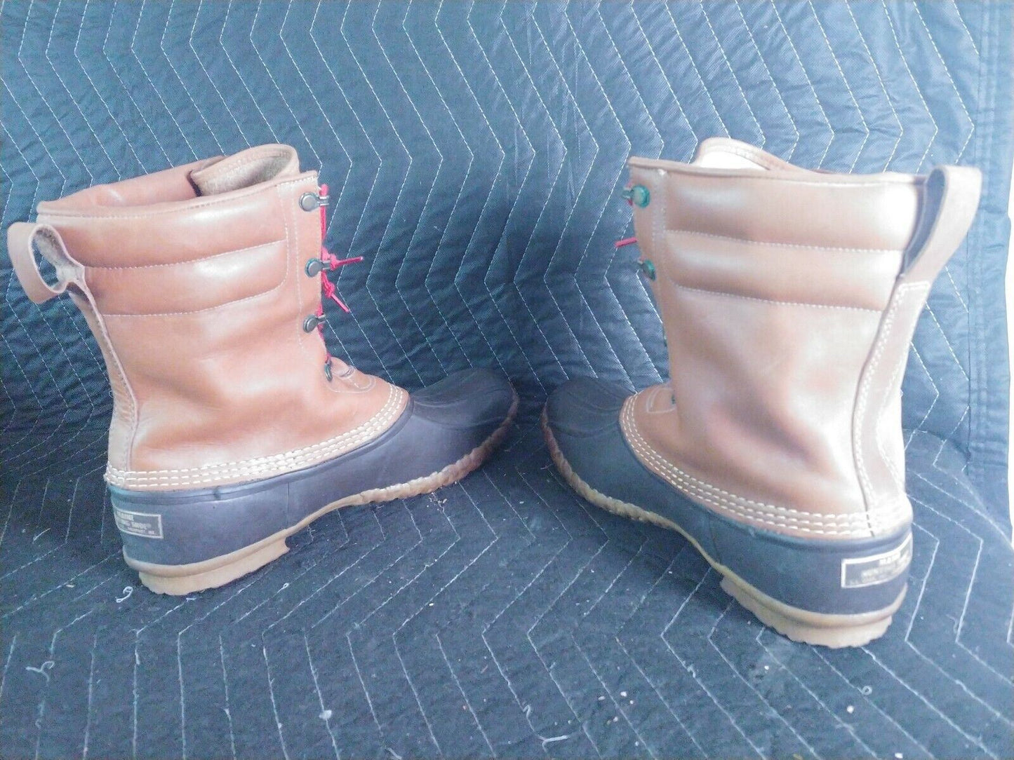 VINTAGE Mens LL Bean Brown Maine Hunting Shoes Duck Boots 12 Rain Rubber Leather