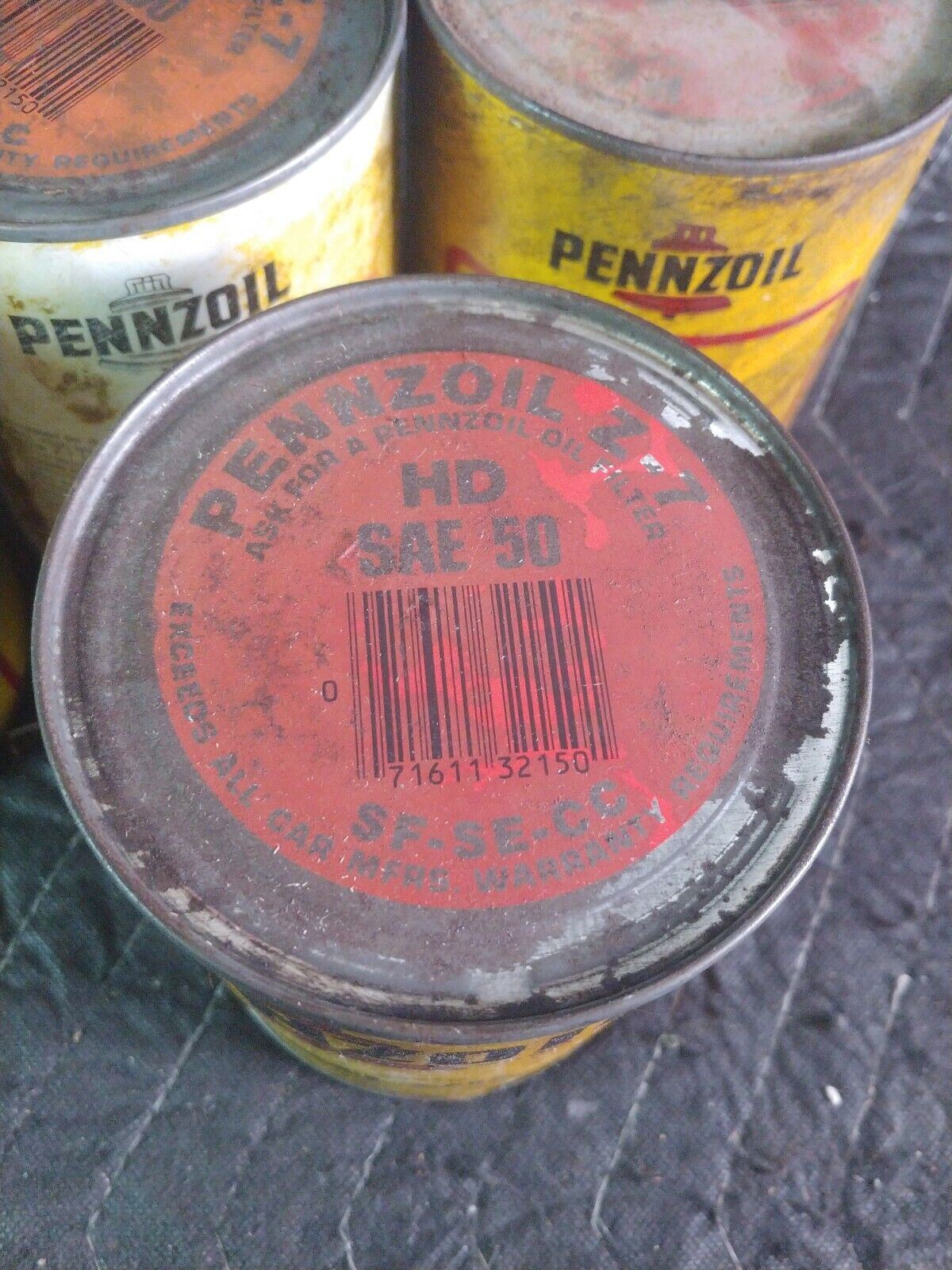 4x FULL NOS Vintage Pennzoil The Tough Film MOTOR Oil Cans Qt WITH Z-7