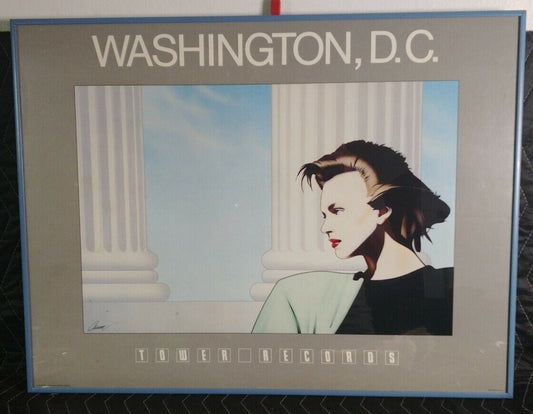 Vintage 1984 Tower Records Washington DC Frank Carson Music Poster Framed Art