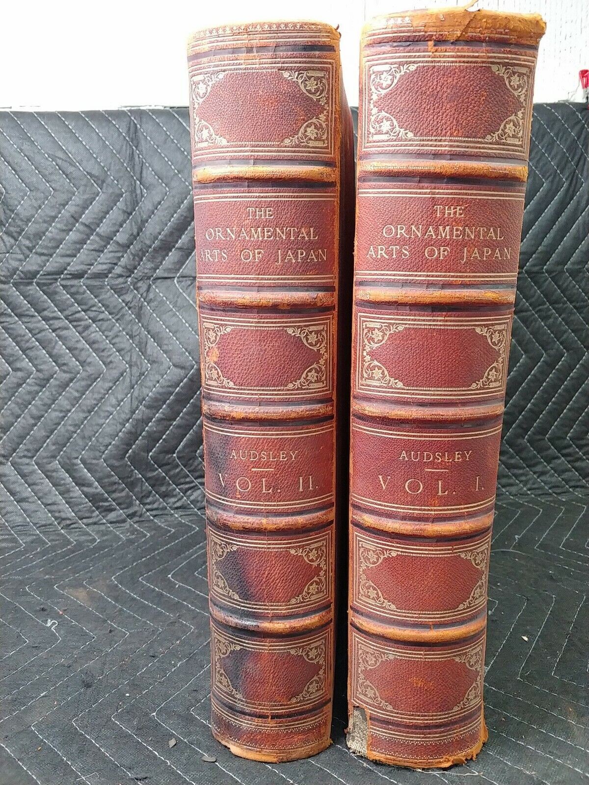 1882 The Ornamental Arts of Japan George Ashdown Audsley Vol 1 and Vol 2 Leather