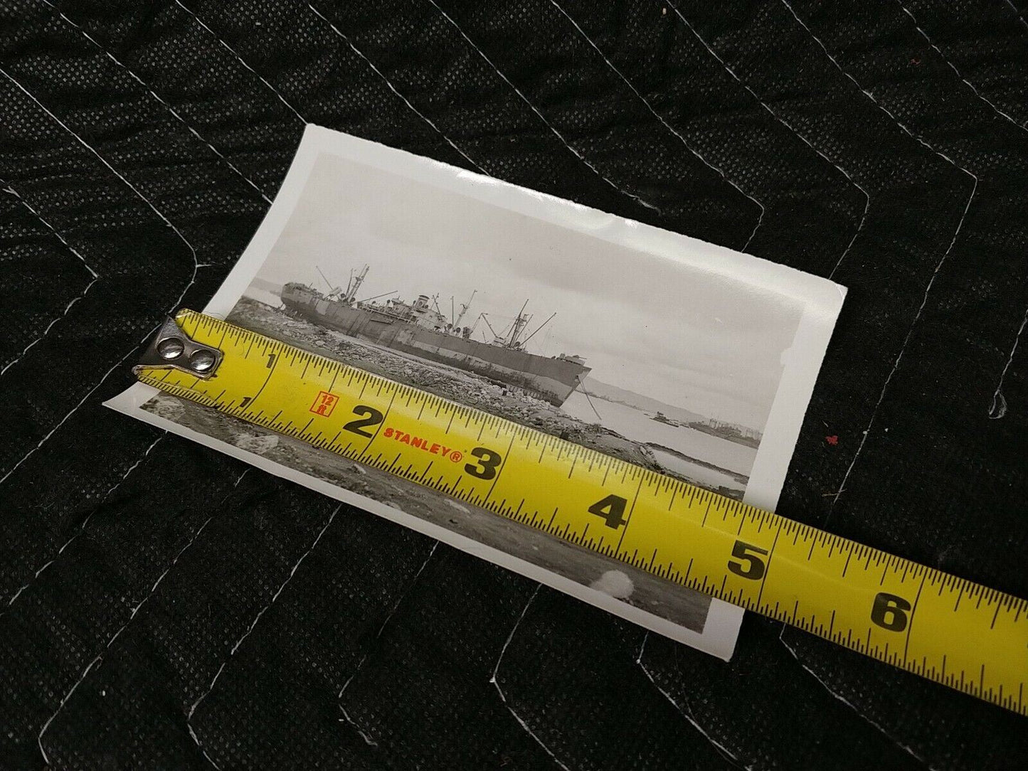 Vintage photo 10/1945 military ship after Typhoon, Buckner bay Okinawa Japan