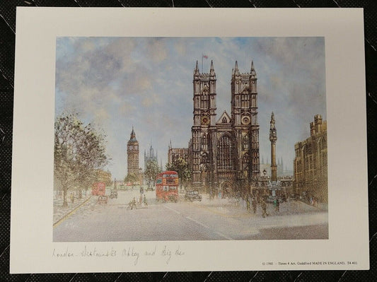 Westminster Abbey Big Ben & Coca-Cola Piccadilly Circus Lithograph 1981 - H Moss