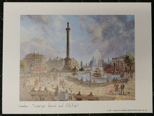 Trafalgar Square and Whitchall - London - Lithograph 1981 - H Moss