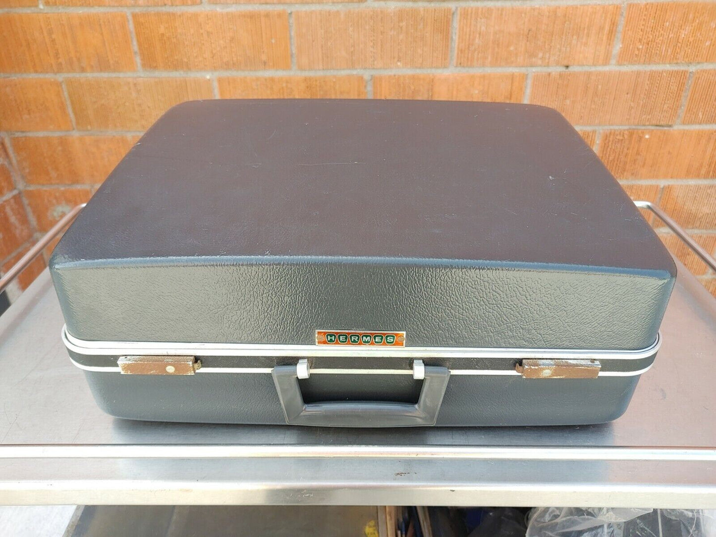 1971 HERMES 3000 PORTABLE TYPEWRITER w/ soft dust cover and hard case - FRANCE