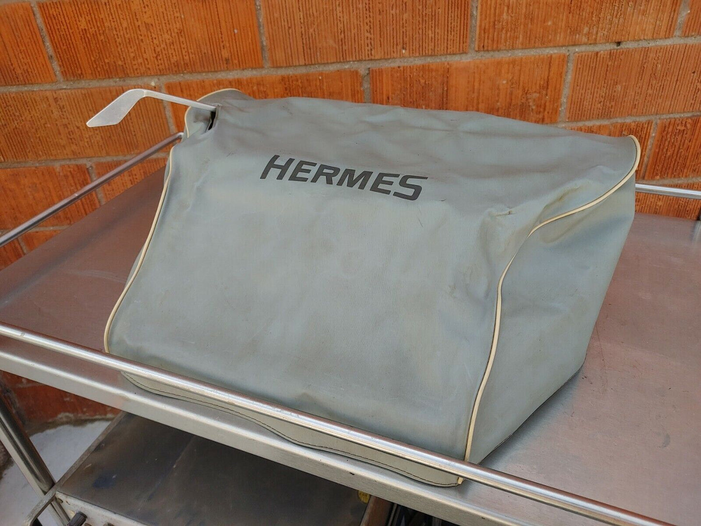 1971 HERMES 3000 PORTABLE TYPEWRITER w/ soft dust cover and hard case - FRANCE