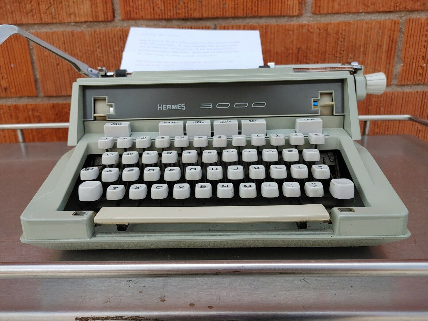 1971 HERMES 3000 PORTABLE TYPEWRITER w/ soft dust cover and hard case - FRANCE