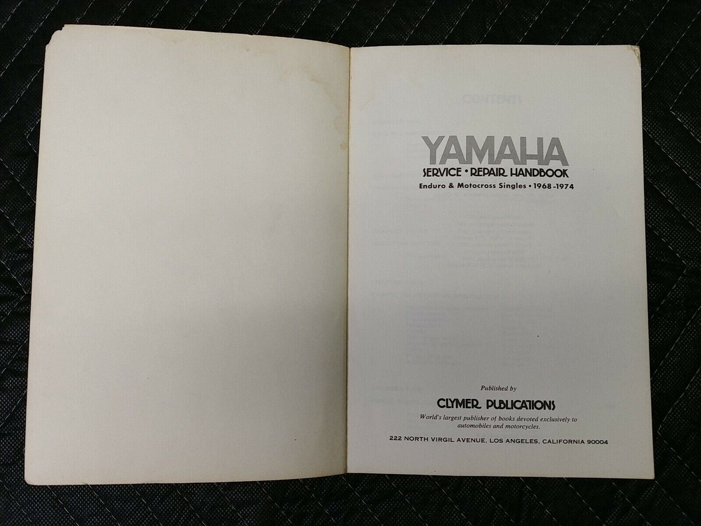CLYMER YAMAHA 1968-1974 SERVICE REPAIR HANDBOOK FOR ENDURO & MOTOCROSS SINGLES