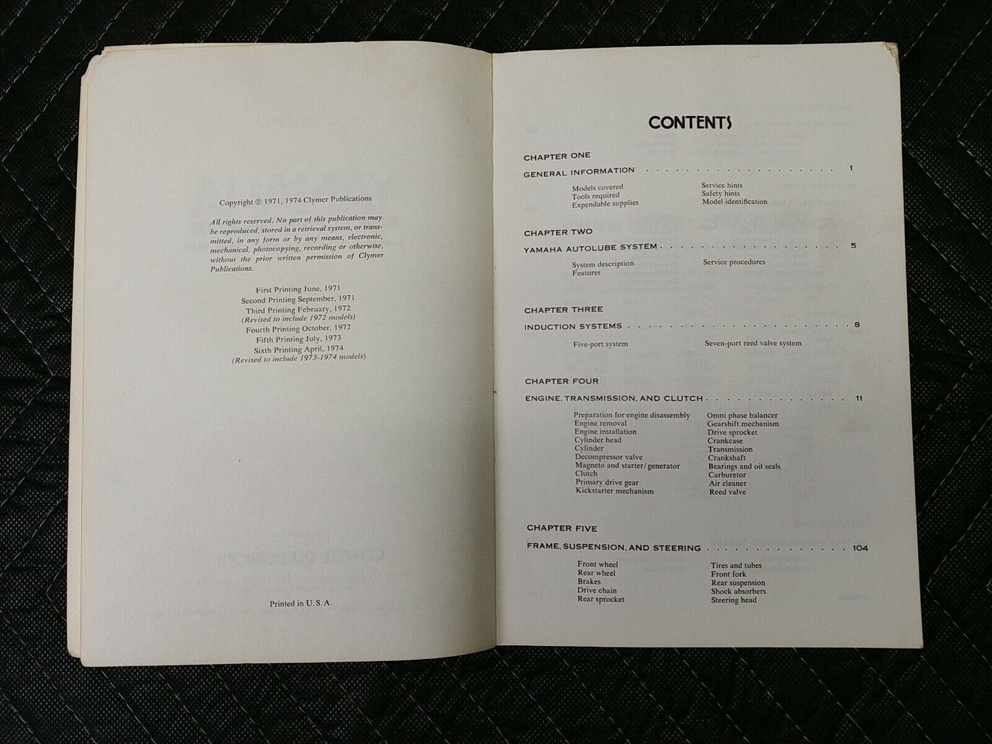 CLYMER YAMAHA 1968-1974 SERVICE REPAIR HANDBOOK FOR ENDURO & MOTOCROSS SINGLES