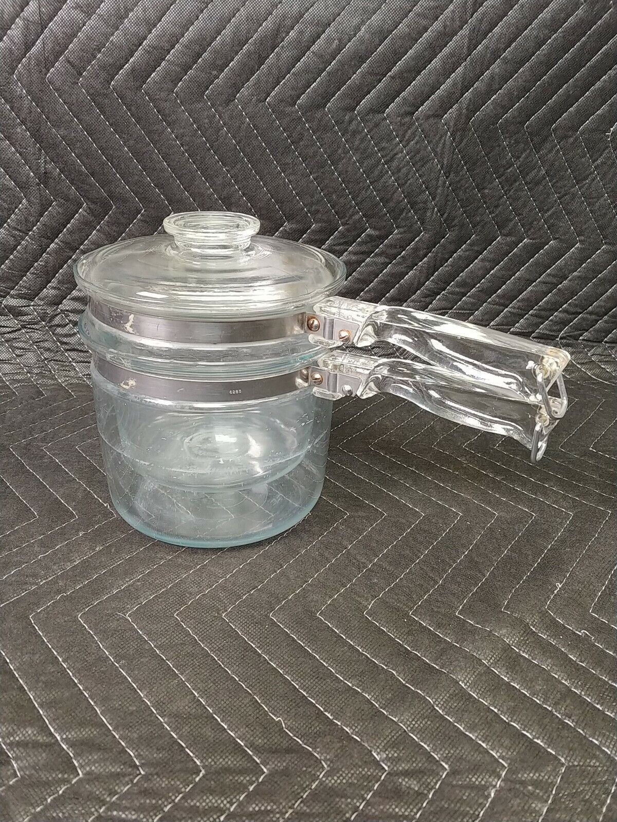 PYREX FLAMEWARE GLASS DOUBLE BOILER + INSERT & LID 6283 - USA 6283 1 1/2 Qt