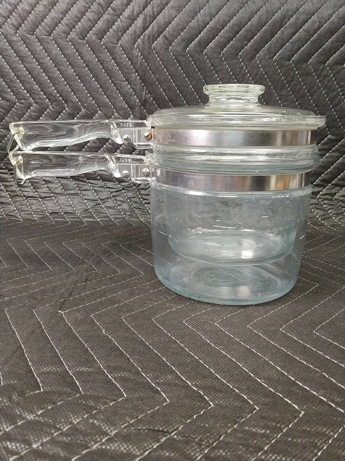 PYREX FLAMEWARE GLASS DOUBLE BOILER + INSERT & LID 6283 - USA 6283 1 1/2 Qt