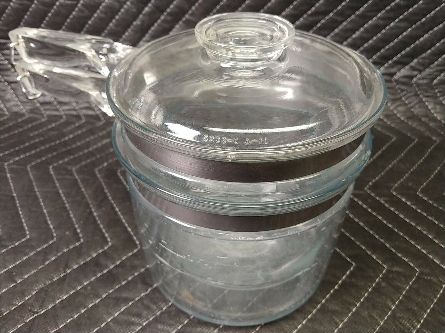 PYREX FLAMEWARE GLASS DOUBLE BOILER + INSERT & LID 6283 - USA 6283 1 1/2 Qt