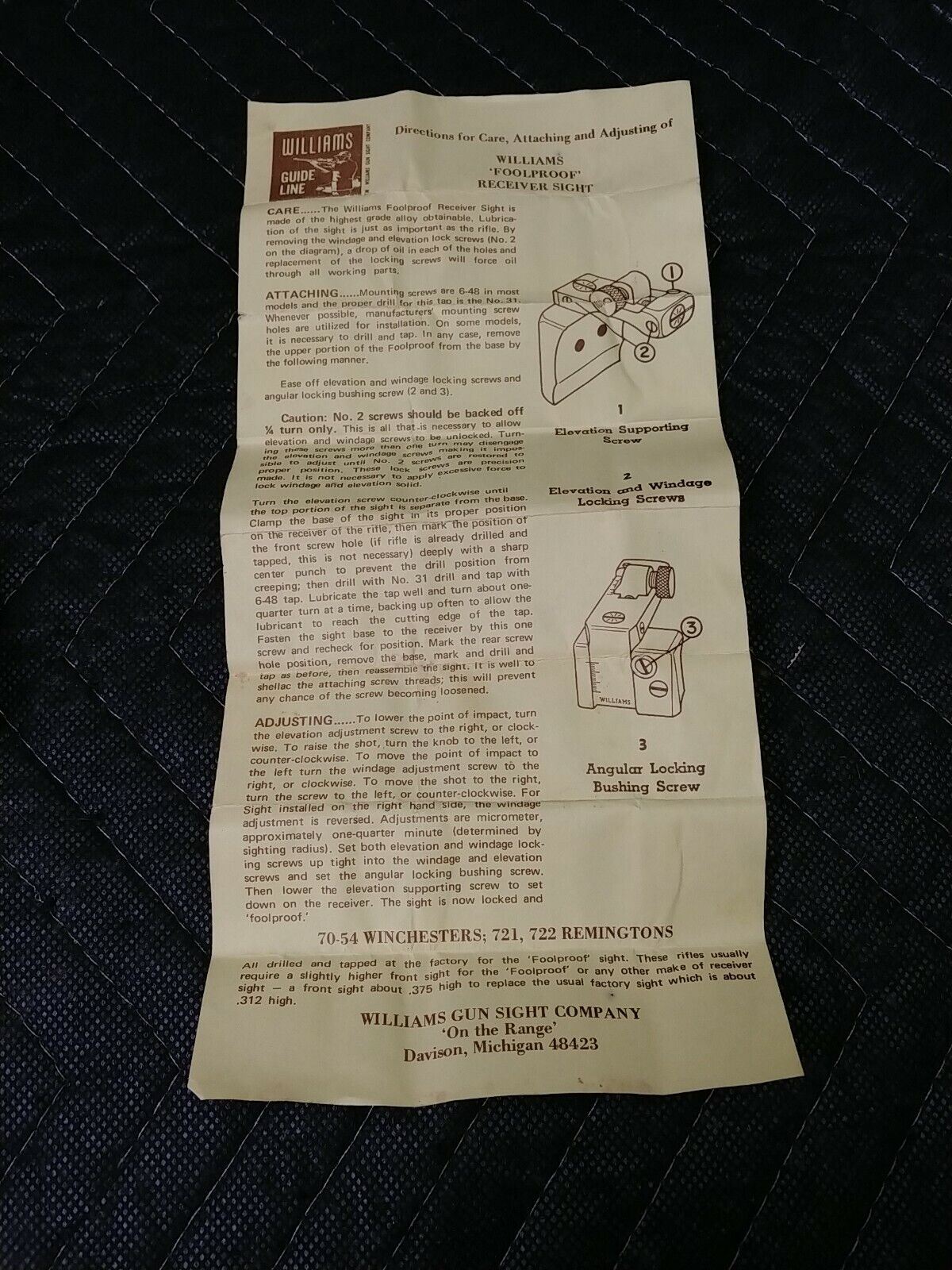 Williams - Fool Proof - Receiver Rear Sight-Moel FP- M1 Carbine.