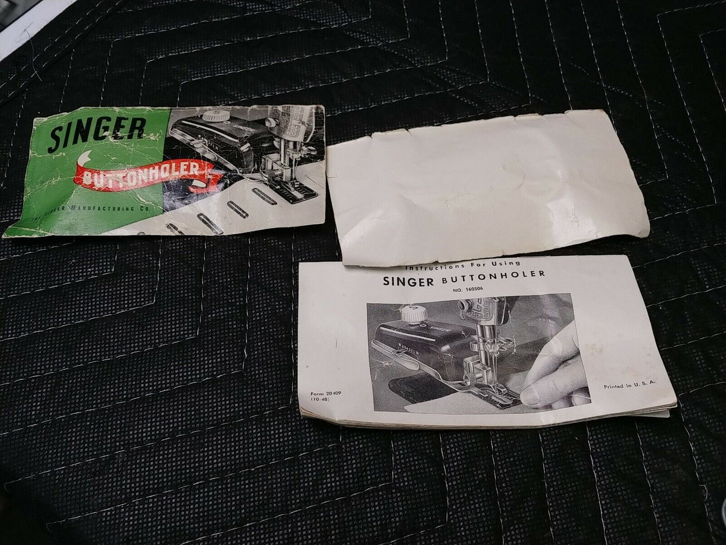 SINGER 160506 Buttonholer Templates AND Cover Plate Vintage 1948 W/Manual