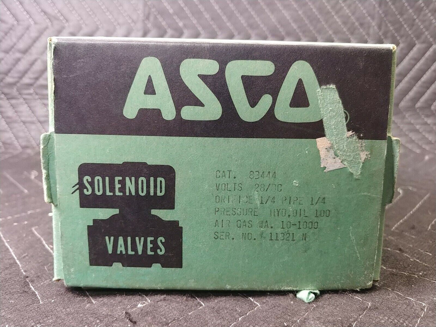 1/4" ASCO Valve 83444 4-Way Threaded Piston Poppet Solenoid Valve NOS - 28V DC