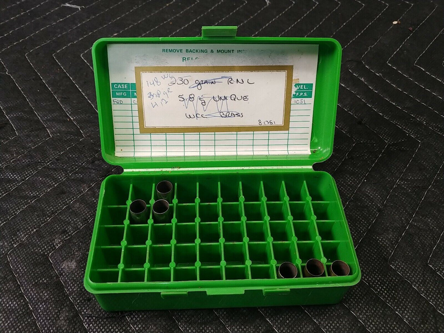 MTM Case-gard 50 Green Plastic Reloading Ammo Box 45-44 caliber