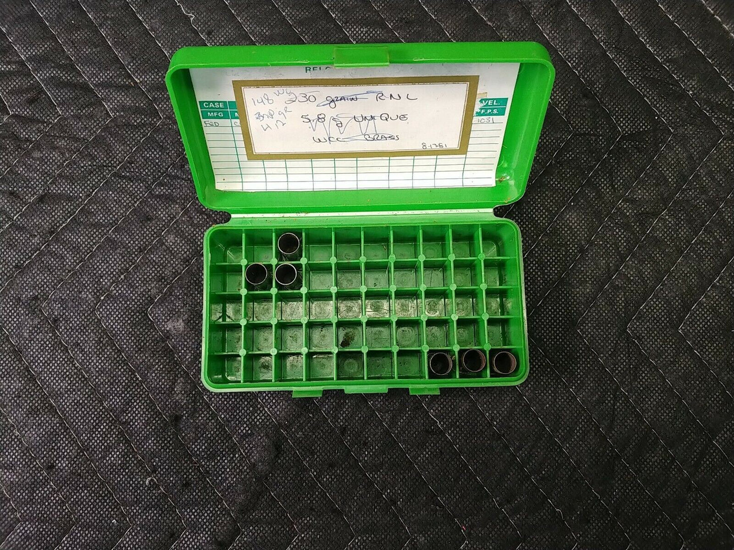 MTM Case-gard 50 Green Plastic Reloading Ammo Box 45-44 caliber