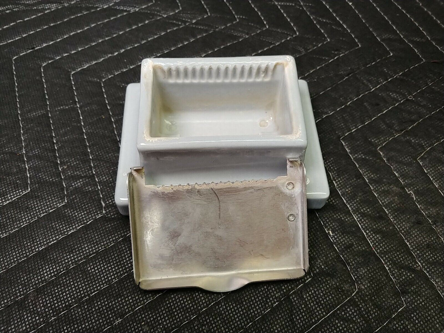 Vtg The Original Pike Better Moistener Stamps Gray Ceramic Porcelain Blotter