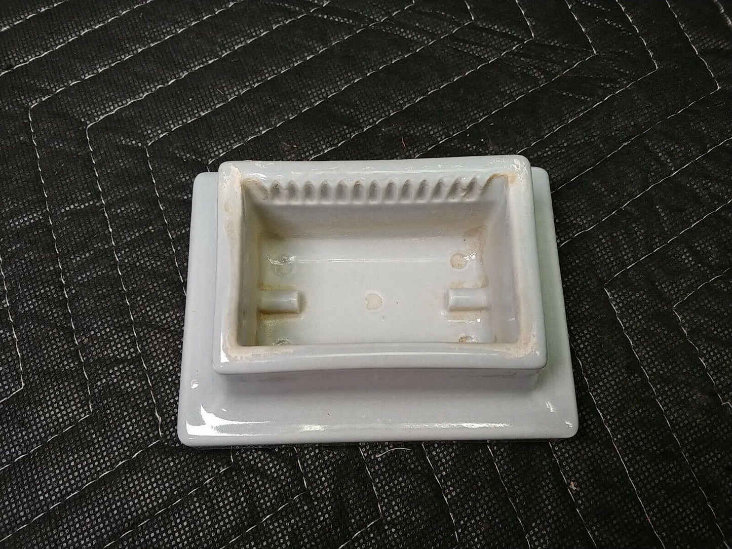 Vtg The Original Pike Better Moistener Stamps Gray Ceramic Porcelain Blotter