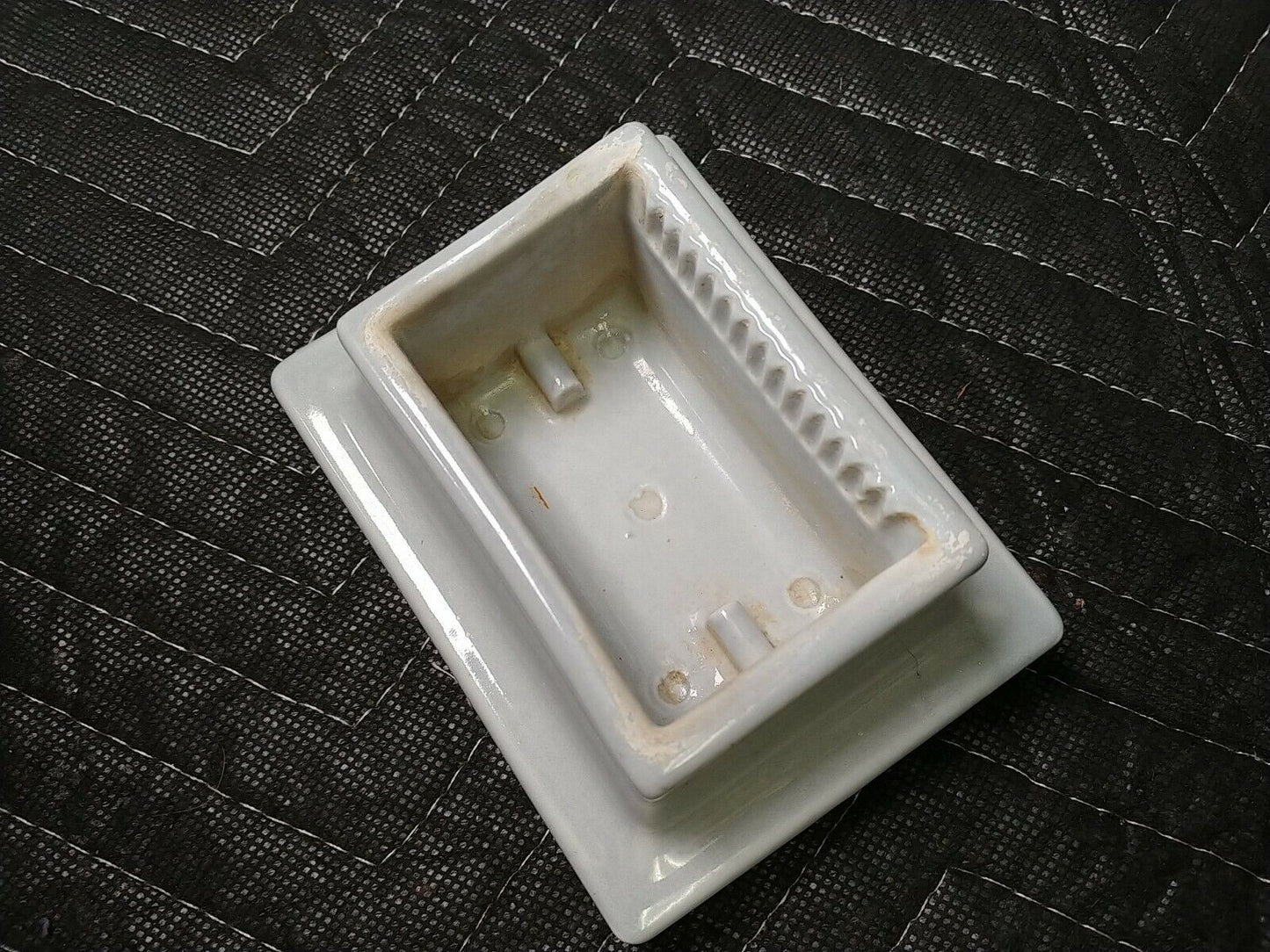 Vtg The Original Pike Better Moistener Stamps Gray Ceramic Porcelain Blotter