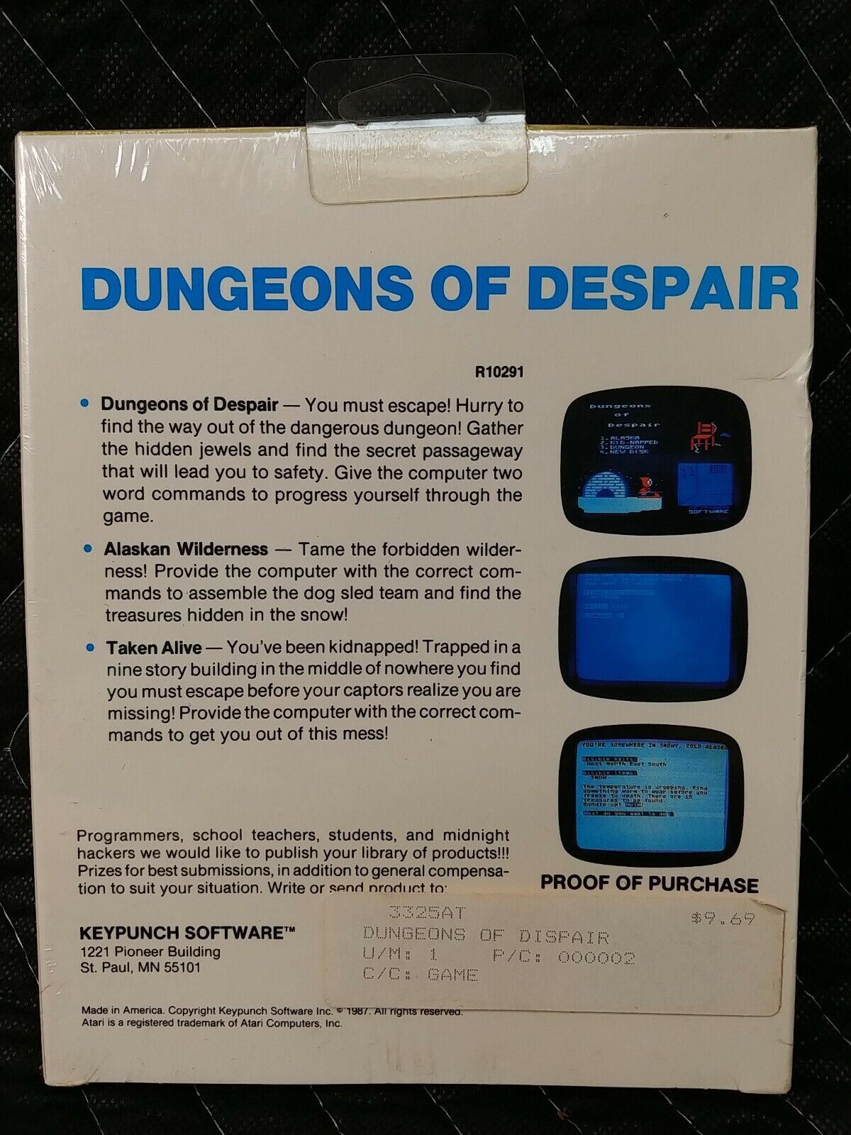 SEALED Dungeon Of Despair Vintage Atari 800 130XE 48K Brand New Disk Game