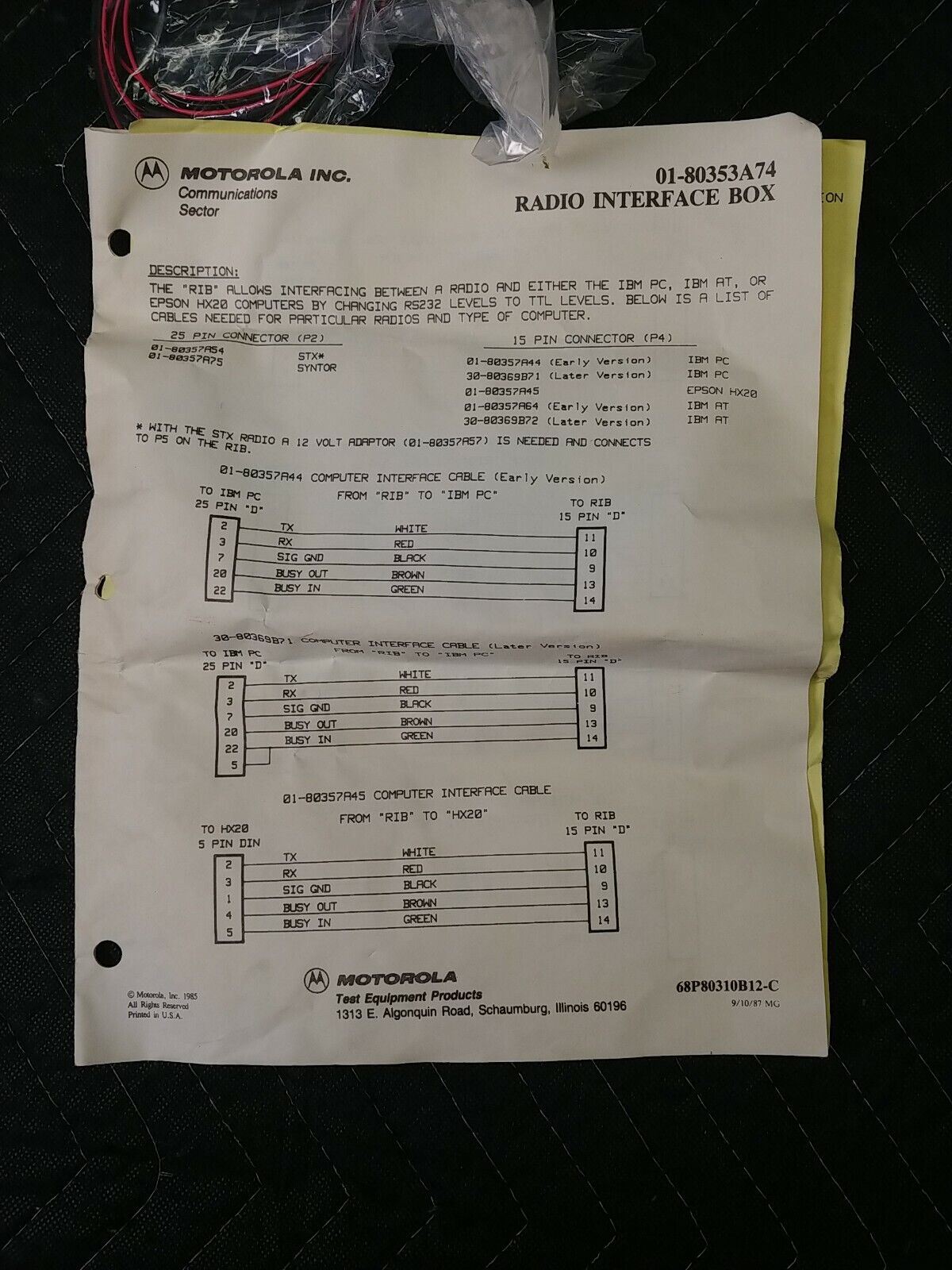 Motorola 01-80353A74 Radio Interface Box