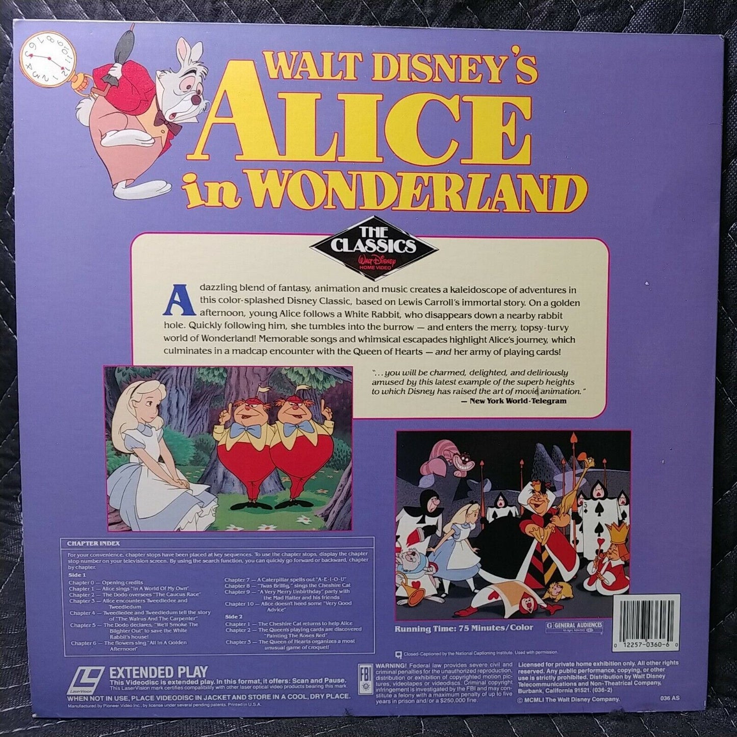 LASER DISC - DISNEY - ALICE IN WONDERLAND