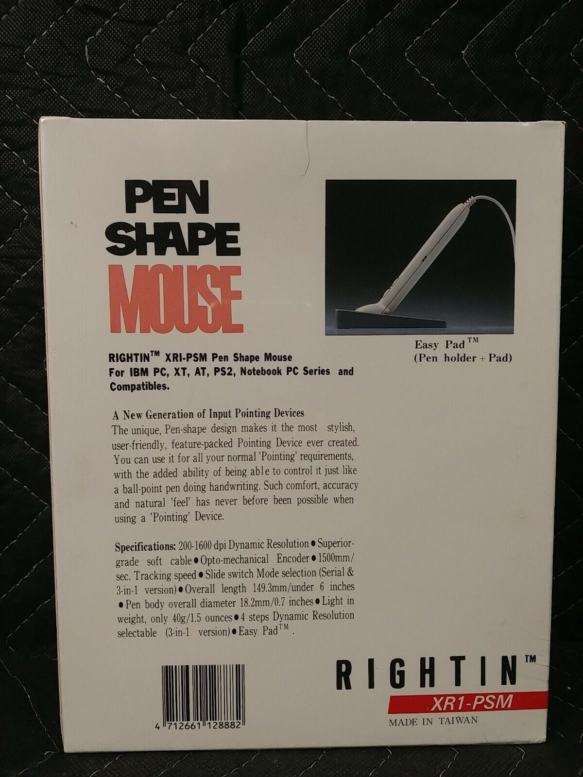 Vintage NOS Careo Technology Co. Pen Shape Mouse RIGHTIN XR1-PSM Sealed Box