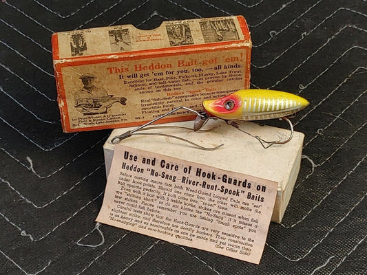 Heddon Yellow Shore River Runt No Snag w/ Original Box & Paper