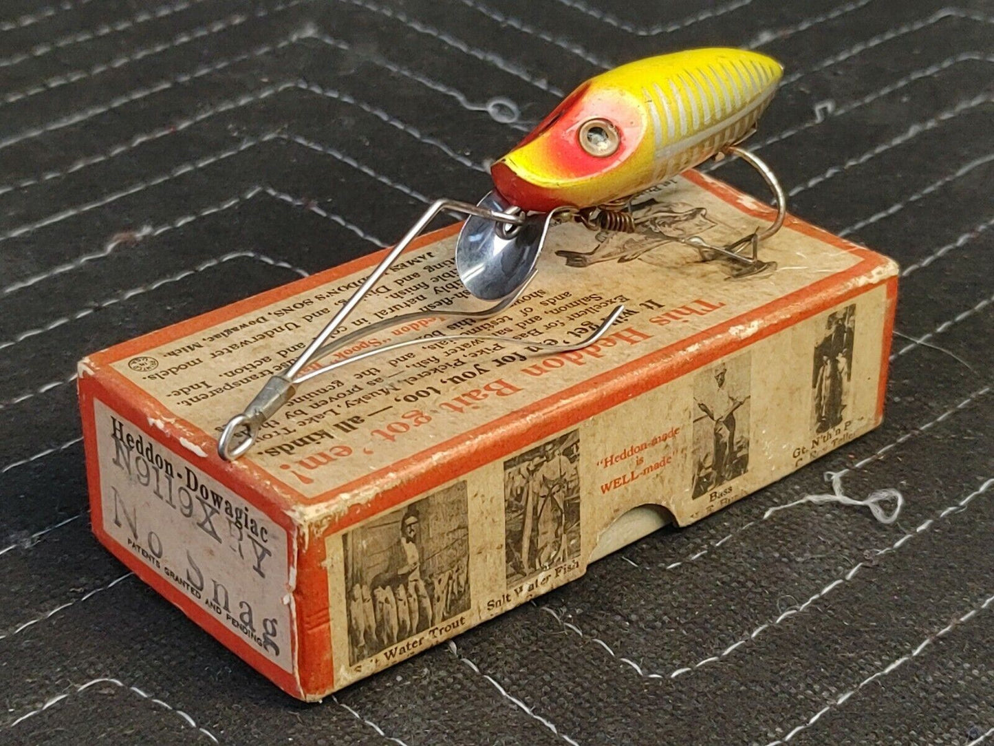 Heddon Yellow Shore River Runt No Snag w/ Original Box & Paper