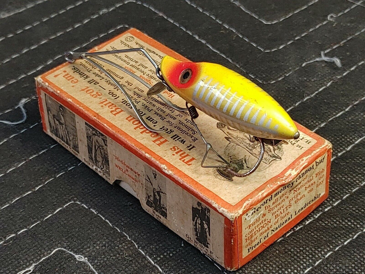 Heddon Yellow Shore River Runt No Snag w/ Original Box & Paper