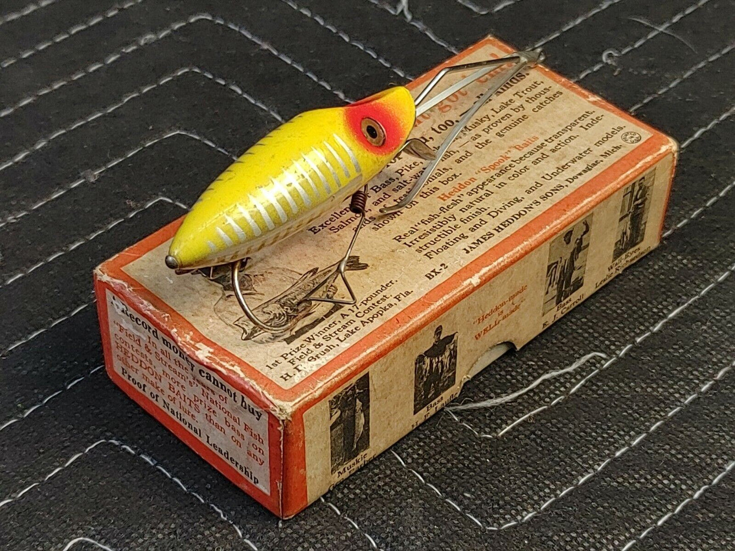 Heddon Yellow Shore River Runt No Snag w/ Original Box & Paper
