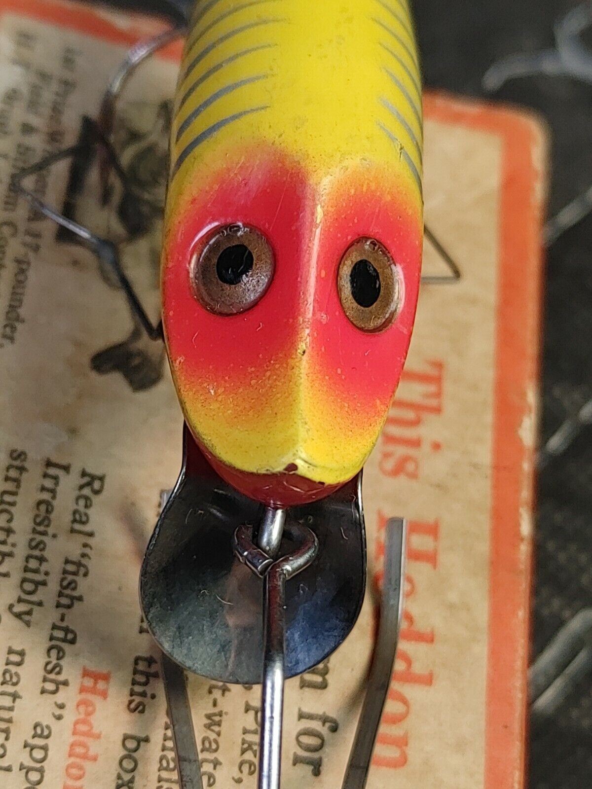 Heddon Yellow Shore River Runt No Snag w/ Original Box & Paper