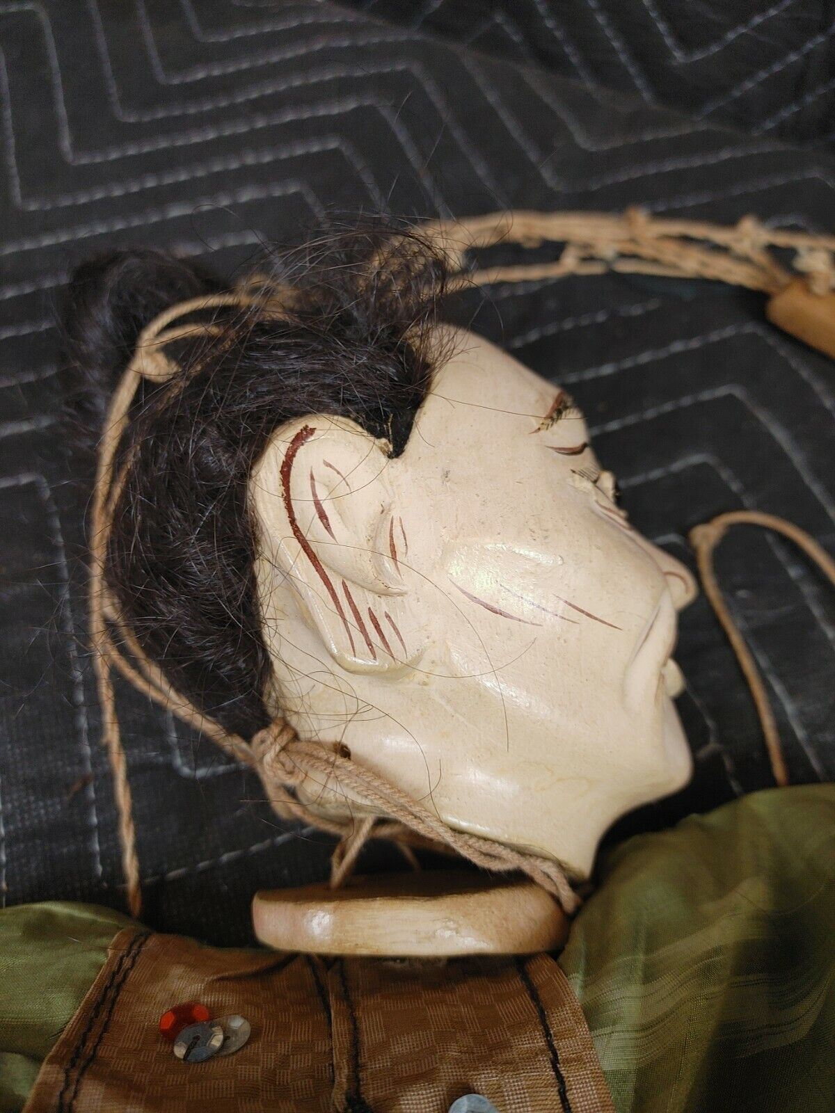 Antique 21" Japanese Man Penis & Woman Breasts Carved Wood Marionette Sex Doll