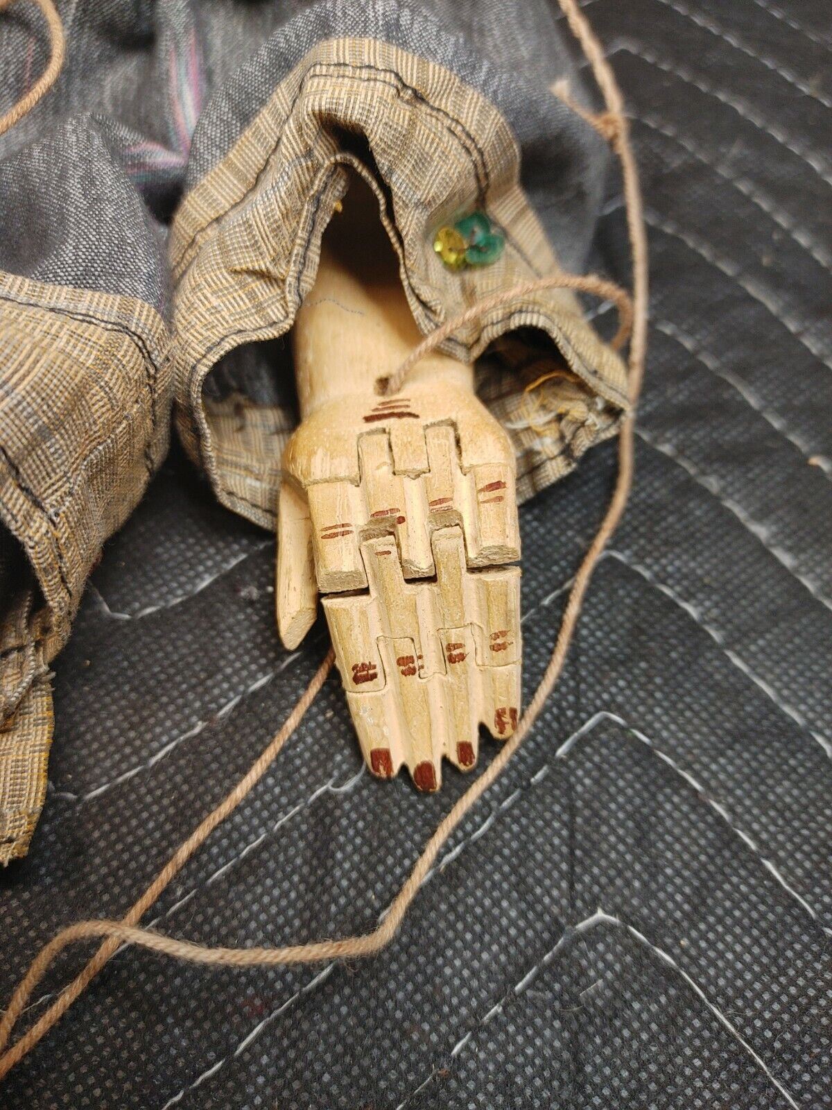 Antique 21" Japanese Man Penis & Woman Breasts Carved Wood Marionette Sex Doll