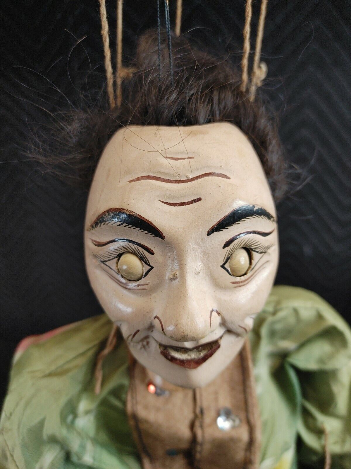 Antique 21" Japanese Man Penis & Woman Breasts Carved Wood Marionette Sex Doll