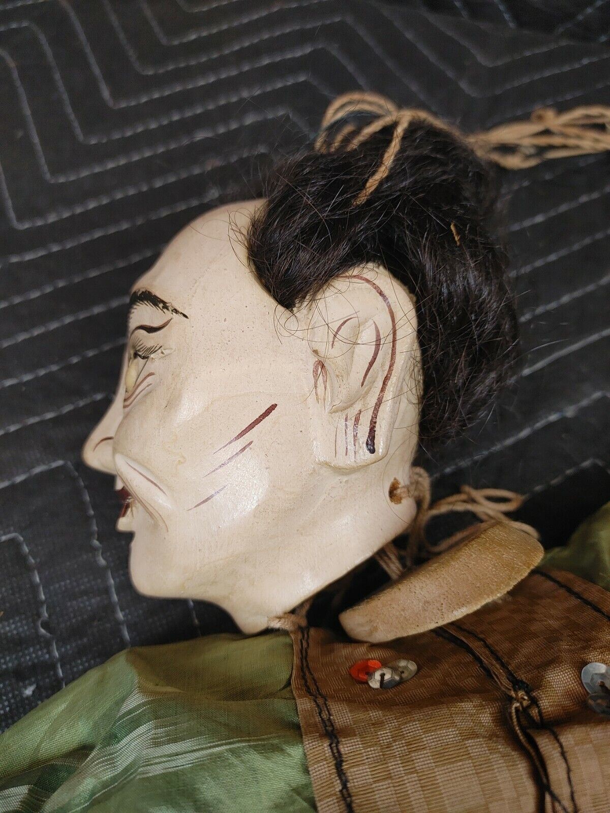 Antique 21" Japanese Man Penis & Woman Breasts Carved Wood Marionette Sex Doll