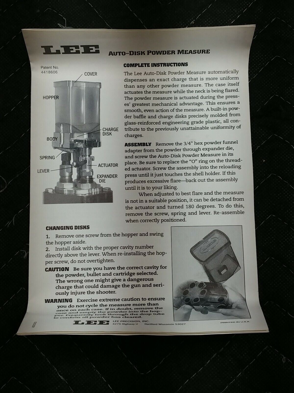 Lee Double Disk Kit for Auto-Disk Powder Measure 90195 Open Box
