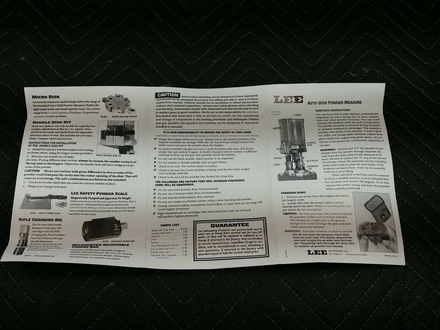 Lee Double Disk Kit for Auto-Disk Powder Measure 90195 Open Box