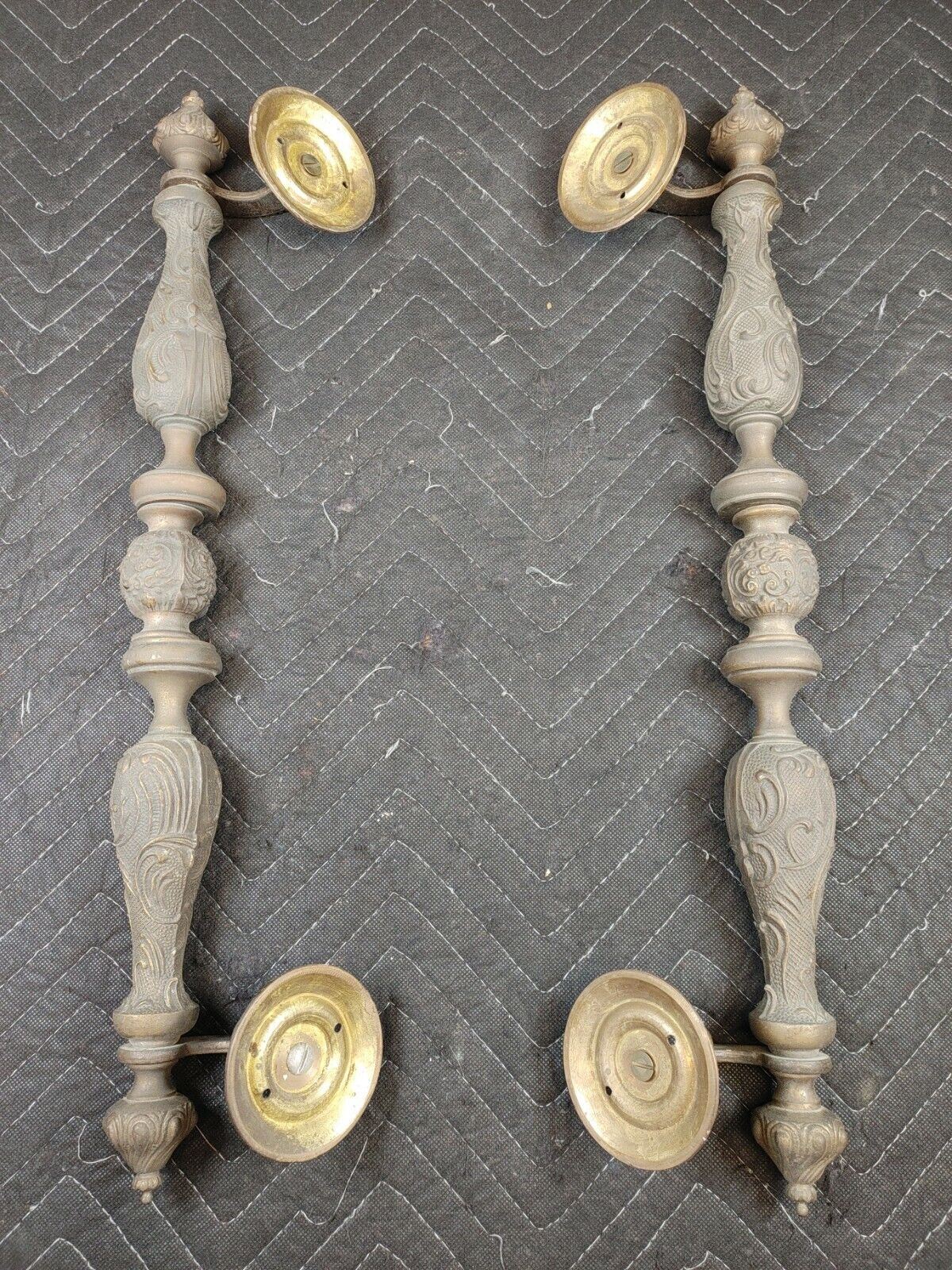 Vintage Pair of Solid Brass Door Pull Handle 24"x3-3/4"