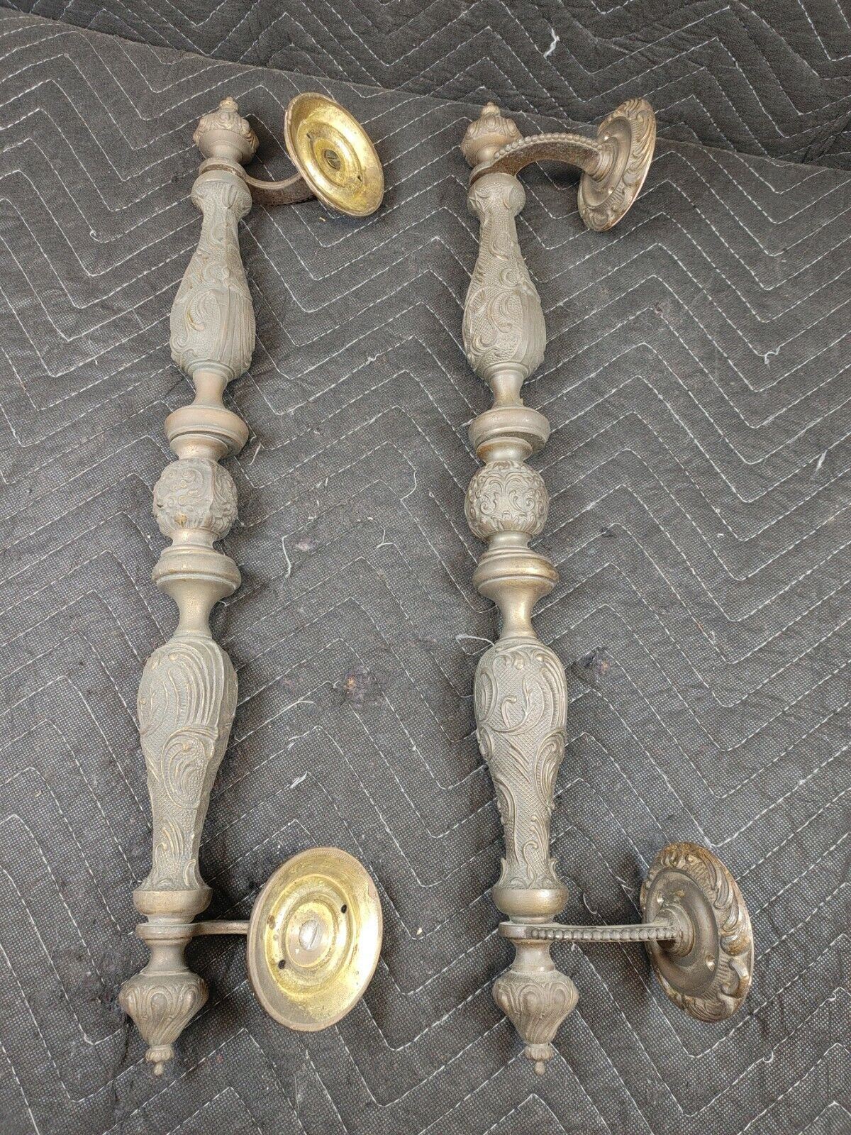 Vintage Pair of Solid Brass Door Pull Handle 24"x3-3/4"