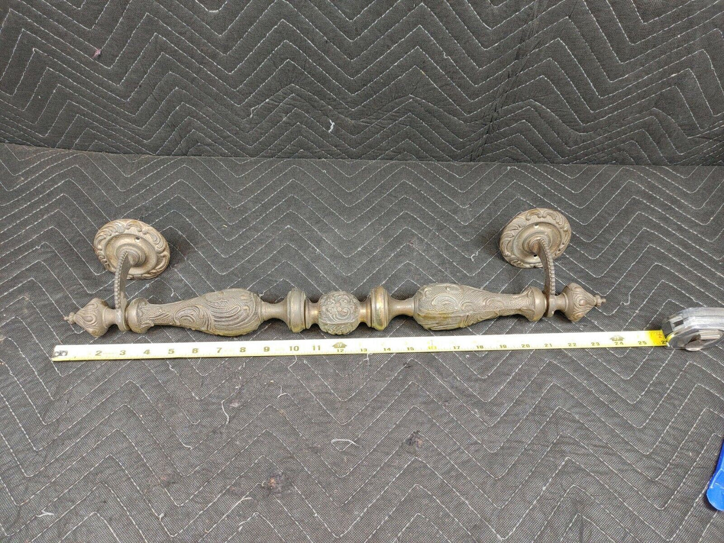 Vintage Pair of Solid Brass Door Pull Handle 24"x3-3/4"