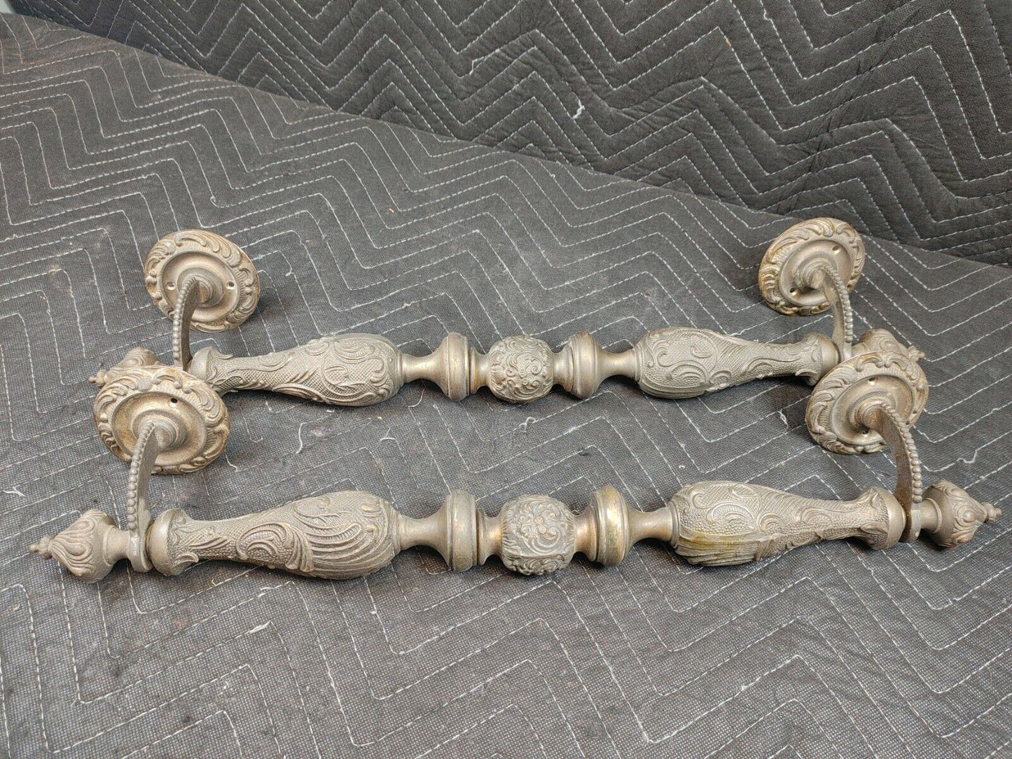 Vintage Pair of Solid Brass Door Pull Handle 24"x3-3/4"