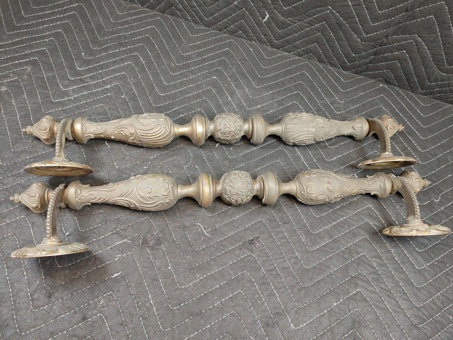 Vintage Pair of Solid Brass Door Pull Handle 24"x3-3/4"