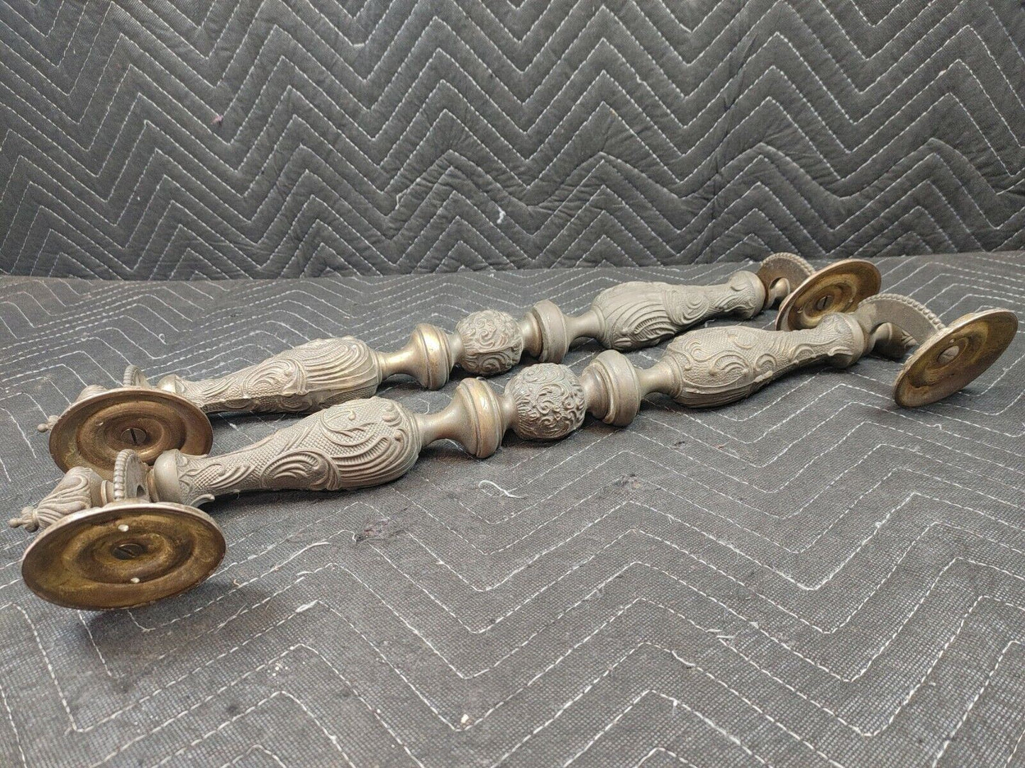 Vintage Pair of Solid Brass Door Pull Handle 24"x3-3/4"